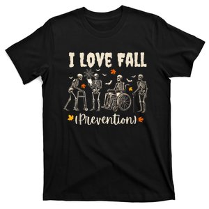 Funny Skeleton I Love Fall Prevention Fall Physical Therapy T-Shirt