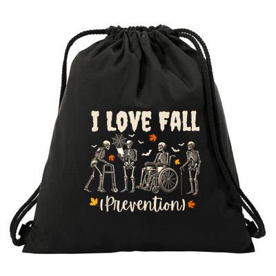 Funny Skeleton I Love Fall Prevention Fall Physical Therapy Drawstring Bag