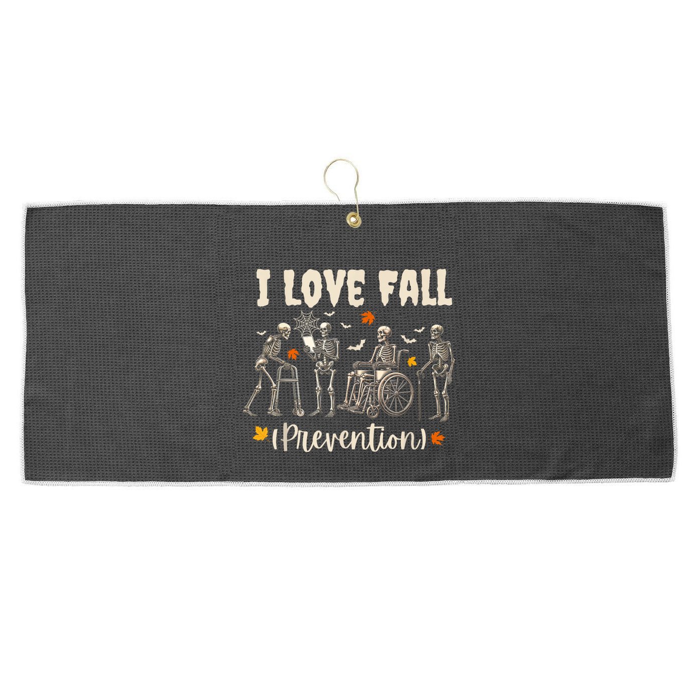 Funny Skeleton I Love Fall Prevention Fall Physical Therapy Large Microfiber Waffle Golf Towel