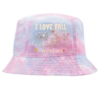 Funny Skeleton I Love Fall Prevention Fall Physical Therapy Tie-Dyed Bucket Hat