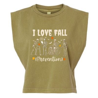 Funny Skeleton I Love Fall Prevention Fall Physical Therapy Garment-Dyed Women's Muscle Tee