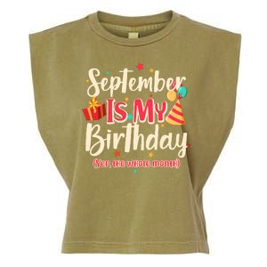 Funny September Is My Birthday Yep The Whole Month Garment-Dyed Women's Muscle Tee