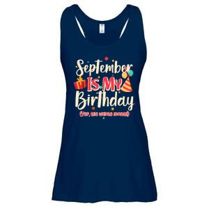 Funny September Is My Birthday Yep The Whole Month Ladies Essential Flowy Tank