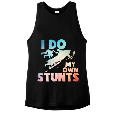Funny Snowmobile  i do my own stunts  Art For Snow Mobile  Ladies PosiCharge Tri-Blend Wicking Tank