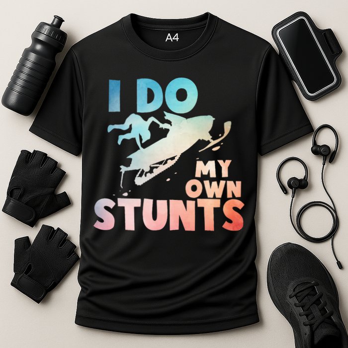 Funny Snowmobile  i do my own stunts  Art For Snow Mobile  Performance Shirt