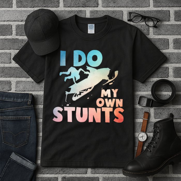 Funny Snowmobile  i do my own stunts  Art For Snow Mobile  Tall T-Shirt