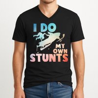 Funny Snowmobile  i do my own stunts  Art For Snow Mobile  V-Neck T-Shirt