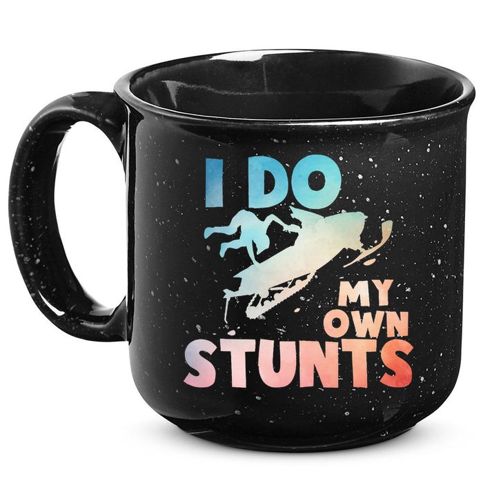 Funny Snowmobile  i do my own stunts  Art For Snow Mobile  15oz Campfire Ceramic Mug