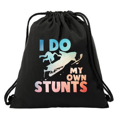 Funny Snowmobile  i do my own stunts  Art For Snow Mobile  Drawstring Bag
