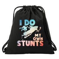 Funny Snowmobile  i do my own stunts  Art For Snow Mobile  Drawstring Bag