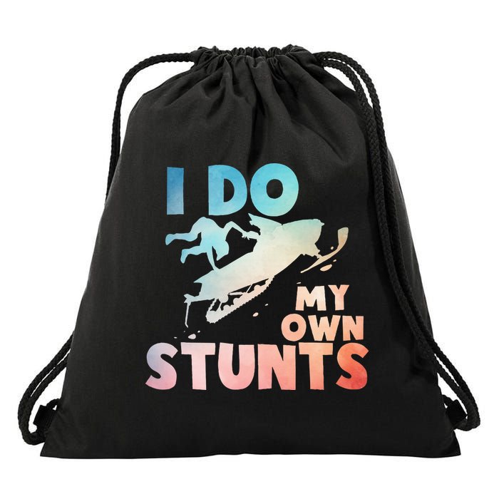 Funny Snowmobile  i do my own stunts  Art For Snow Mobile  Drawstring Bag