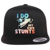 Funny Snowmobile  i do my own stunts  Art For Snow Mobile  Flatbill Hat