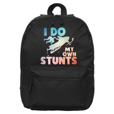 Funny Snowmobile  i do my own stunts  Art For Snow Mobile  16 in Basic Backpack