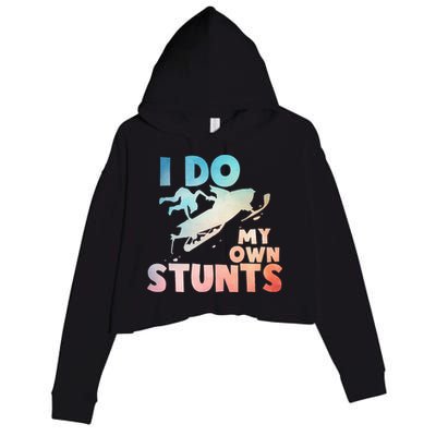 Funny Snowmobile  i do my own stunts  Art For Snow Mobile  Crop Fleece Hoodie