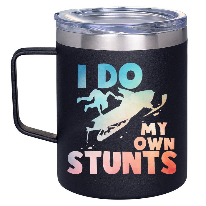 Funny Snowmobile  i do my own stunts  Art For Snow Mobile  12oz Stainless Steel Coffee Mug