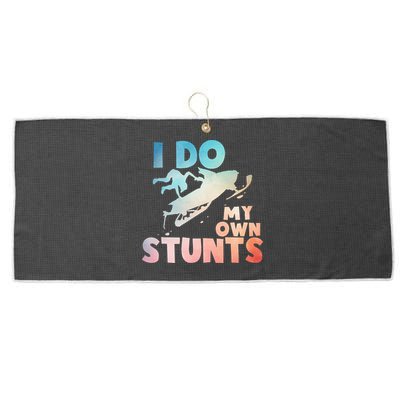 Funny Snowmobile  i do my own stunts  Art For Snow Mobile  Large Microfiber Waffle Golf Towel