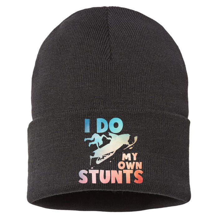 Funny Snowmobile  i do my own stunts  Art For Snow Mobile  Sustainable Knit Beanie
