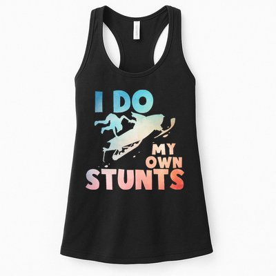 Funny Snowmobile  i do my own stunts  Art For Snow Mobile  Womens Tank Top