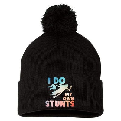 Funny Snowmobile  i do my own stunts  Art For Snow Mobile  Pom Pom 12in Knit Beanie