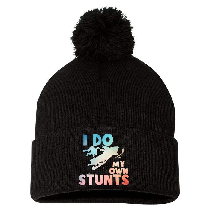 Funny Snowmobile  i do my own stunts  Art For Snow Mobile  Pom Pom 12in Knit Beanie