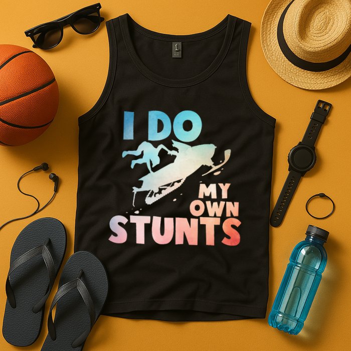 Funny Snowmobile  i do my own stunts  Art For Snow Mobile  Tank Top
