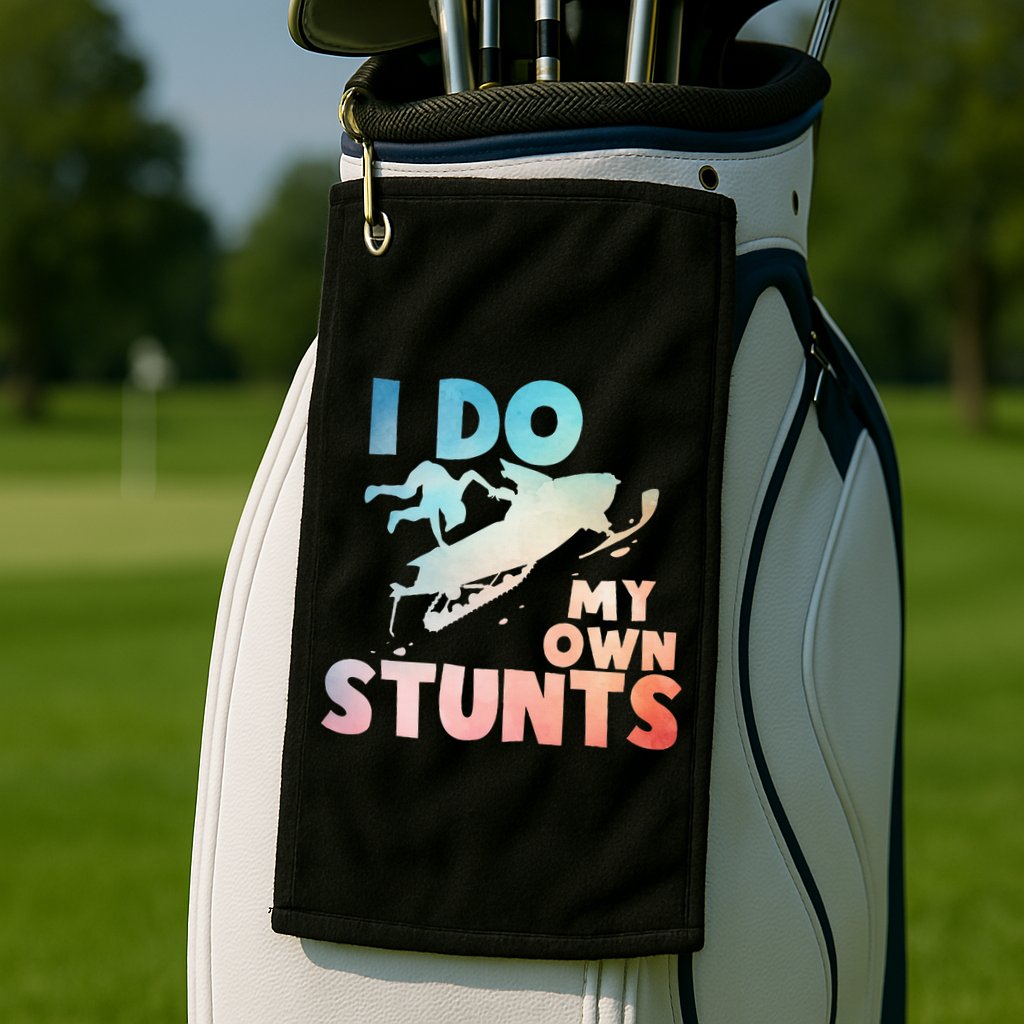 Funny Snowmobile  i do my own stunts  Art For Snow Mobile  Golf Towel