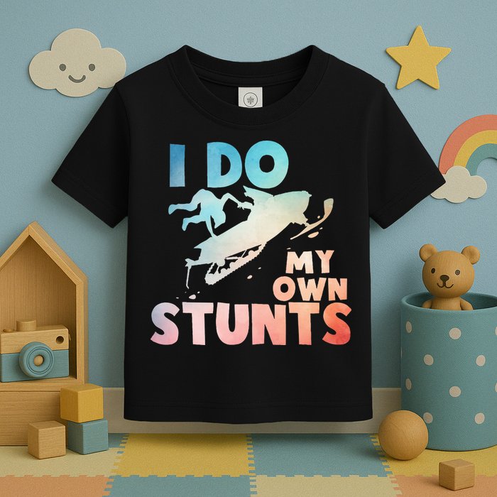 Funny Snowmobile  i do my own stunts  Art For Snow Mobile  Toddler T-Shirt