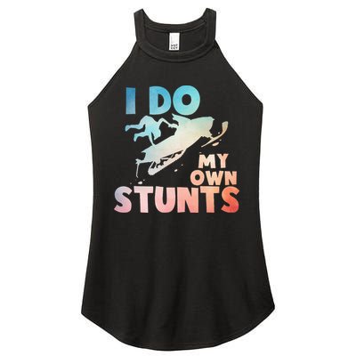 Funny Snowmobile  i do my own stunts  Art For Snow Mobile  Women's Perfect Tri Rocker Tank