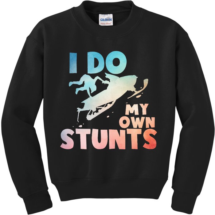 Funny Snowmobile  i do my own stunts  Art For Snow Mobile  Kids Sweatshirt