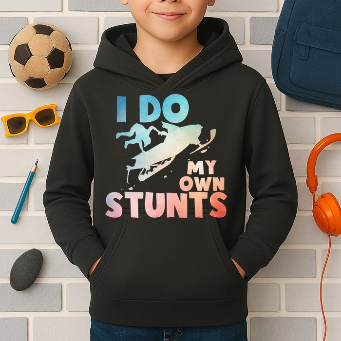 Funny Snowmobile  i do my own stunts  Art For Snow Mobile  Kids Hoodie