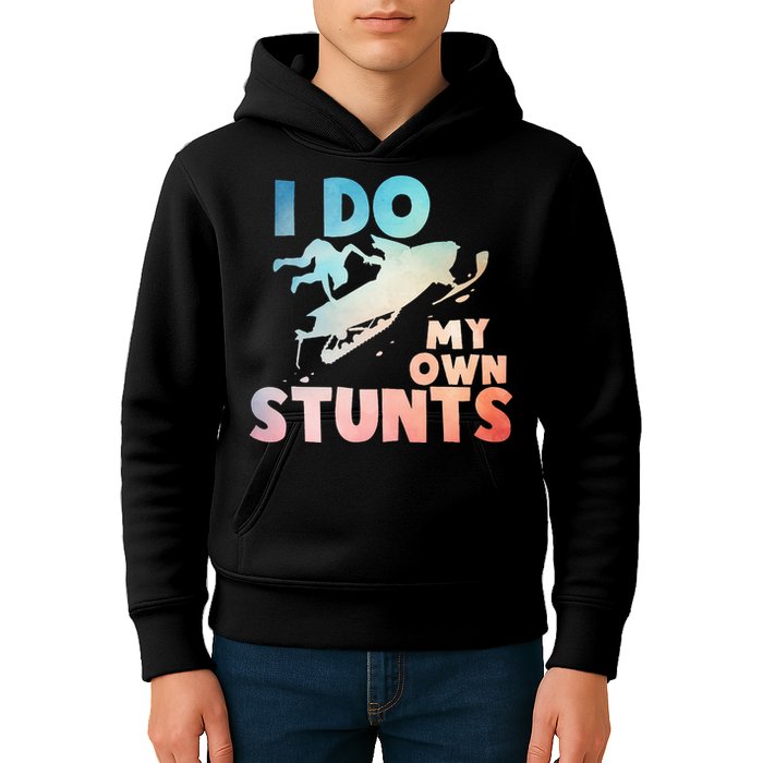Funny Snowmobile  i do my own stunts  Art For Snow Mobile  Kids Hoodie
