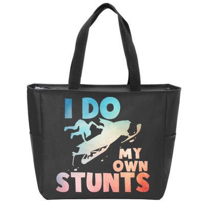 Funny Snowmobile  i do my own stunts  Art For Snow Mobile  Zip Tote Bag
