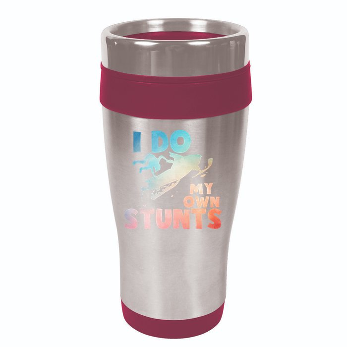 Funny Snowmobile  i do my own stunts  Art For Snow Mobile  16oz Travel Tumbler