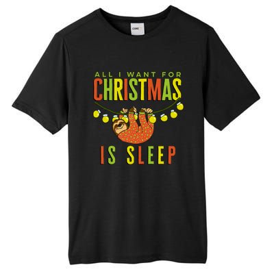 Funny Sloth In Pajamas All I Want For Christmas Is Sleep Cute Gift Tall Fusion ChromaSoft Performance T-Shirt