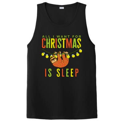 Funny Sloth In Pajamas All I Want For Christmas Is Sleep Cute Gift PosiCharge Competitor Tank