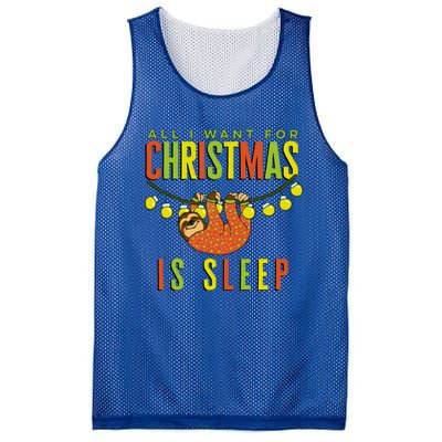 Funny Sloth In Pajamas All I Want For Christmas Is Sleep Cute Gift Mesh Reversible Basketball Jersey Tank