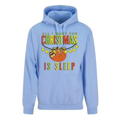 Funny Sloth In Pajamas All I Want For Christmas Is Sleep Cute Gift Unisex Surf Hoodie