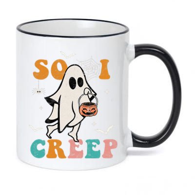 Funny So I Creep Retro Halloween Spooky Ghost 11oz Black Color Changing Mug