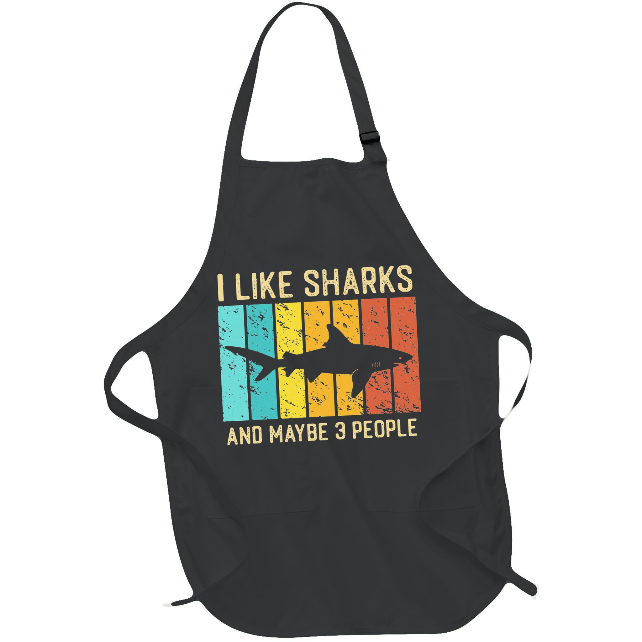 Funny Shark I Like Shark And Maybe 3 People Retro Vintage Apron