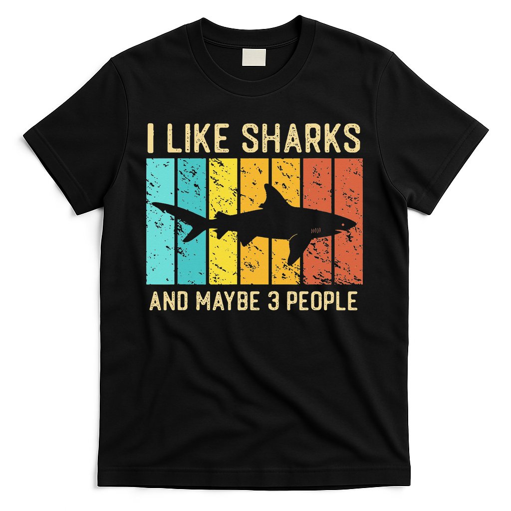 Funny Shark I Like Shark And Maybe 3 People Retro Vintage T-Shirt