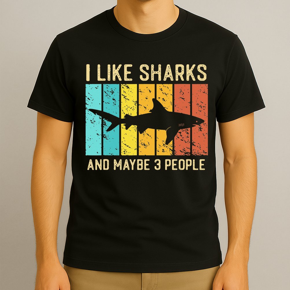 Funny Shark I Like Shark And Maybe 3 People Retro Vintage T-Shirt
