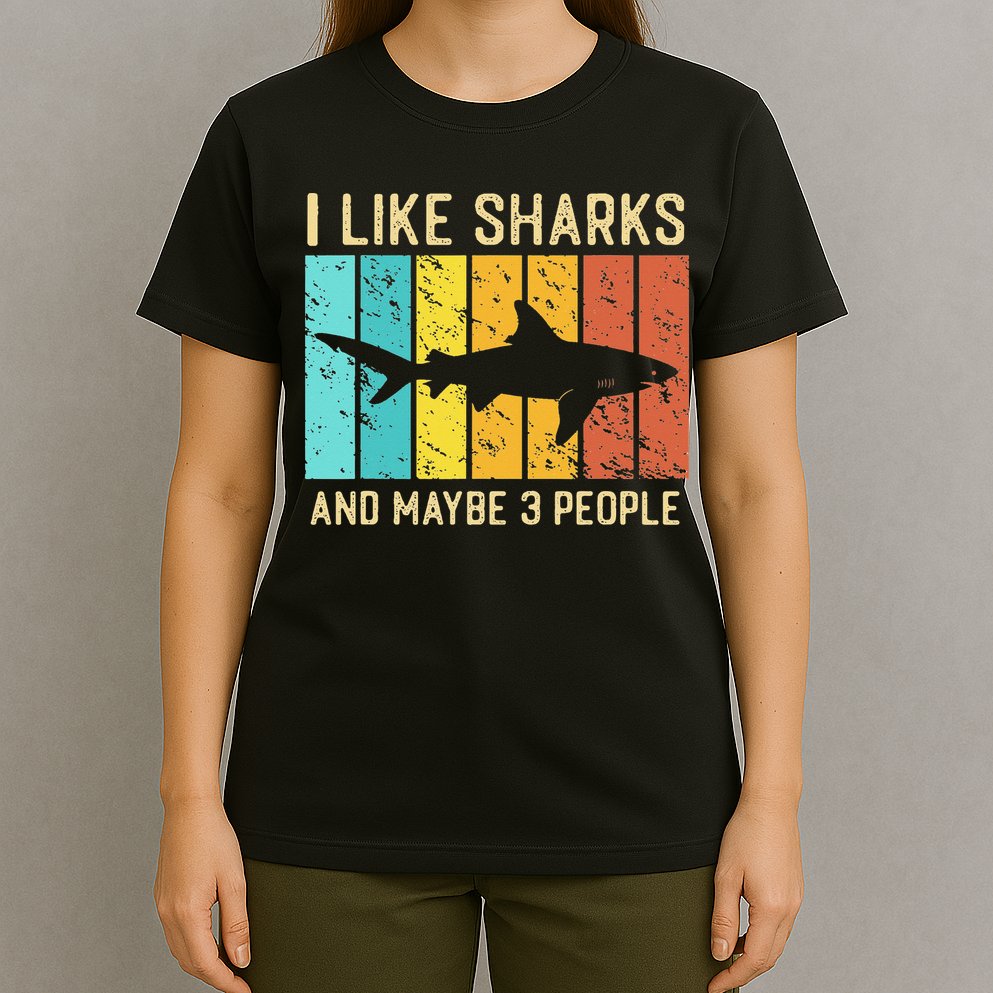 Funny Shark I Like Shark And Maybe 3 People Retro Vintage T-Shirt