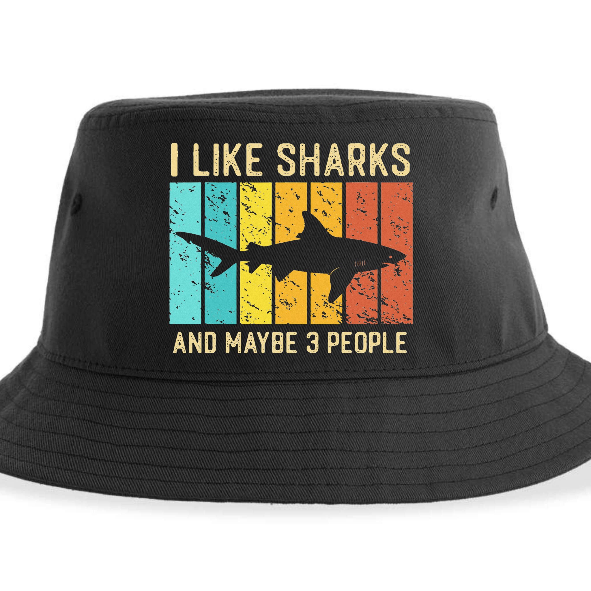 Funny Shark I Like Shark And Maybe 3 People Retro Vintage Sustainable Bucket Hat
