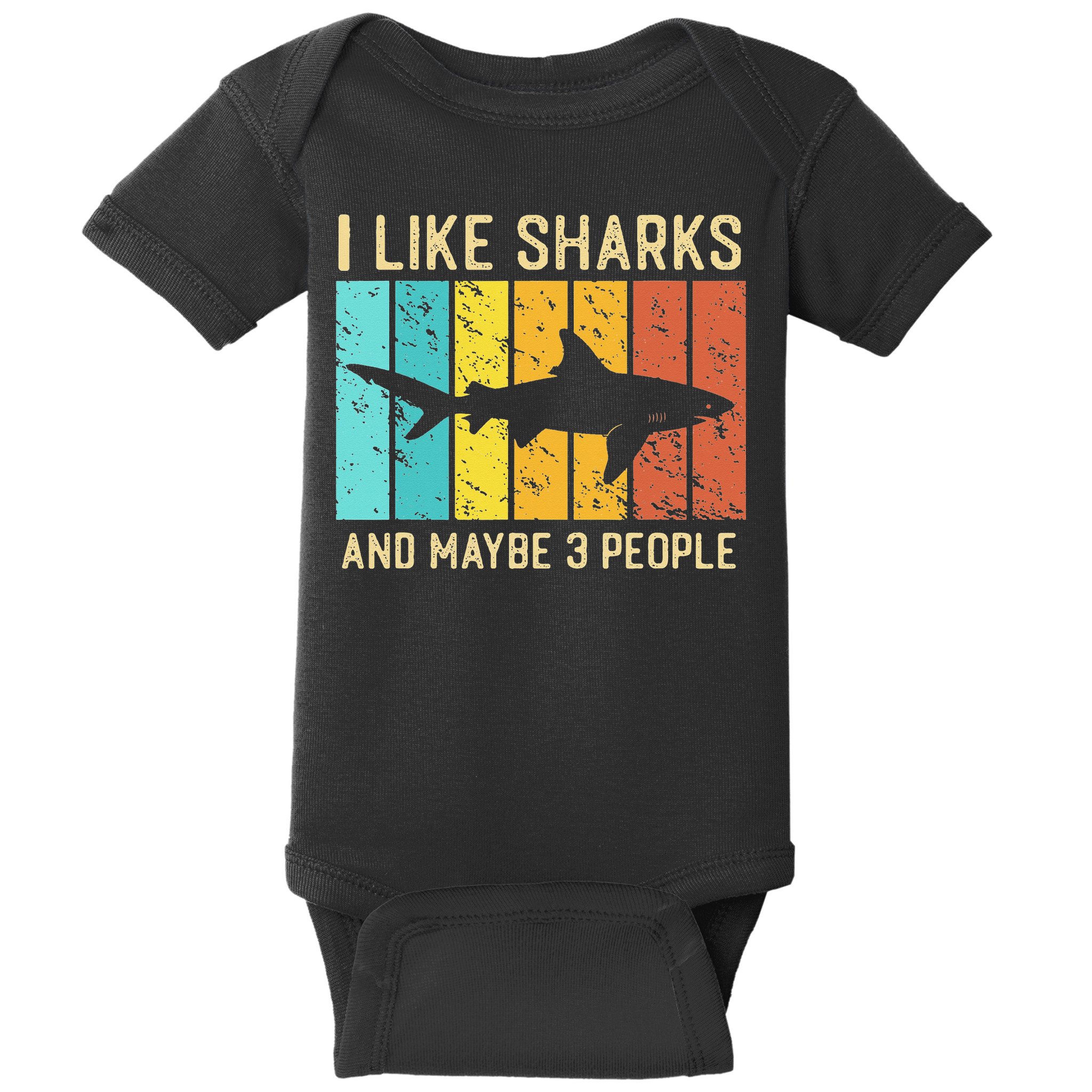 Funny Shark I Like Shark And Maybe 3 People Retro Vintage Baby Bodysuit