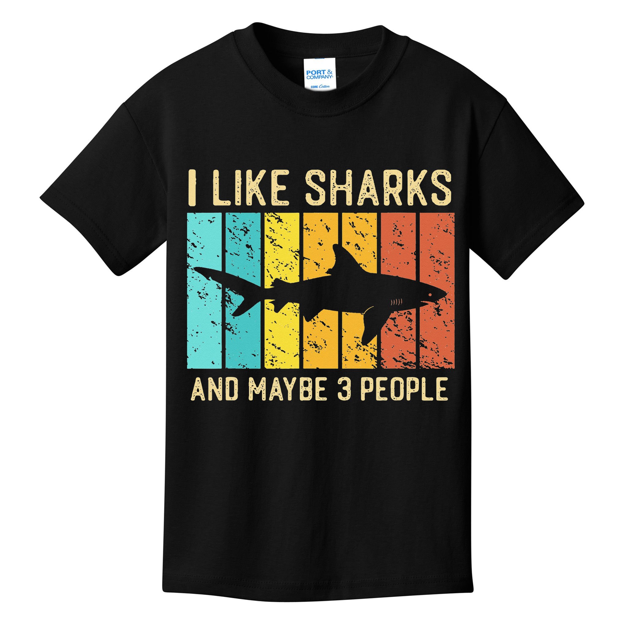 Funny Shark I Like Shark And Maybe 3 People Retro Vintage Kids T-Shirt
