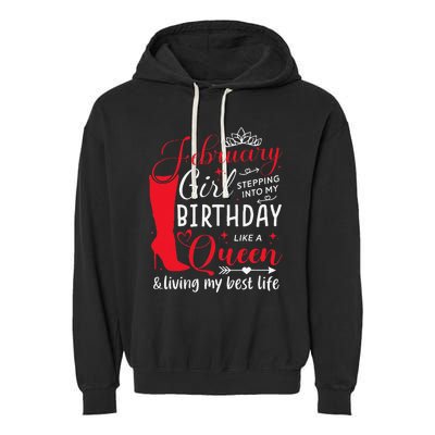 February Stepping into My Birthday Aquarius Queen Garment-Dyed Fleece Hoodie