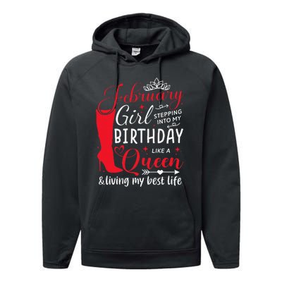 February Stepping into My Birthday Aquarius Queen Performance Fleece Hoodie