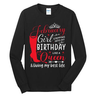 February Stepping into My Birthday Aquarius Queen Tall Long Sleeve T-Shirt