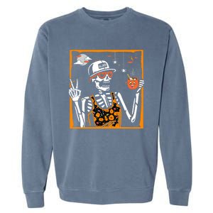 Funny Skeleton Ing Coffee Mug Halloween Peace Sign Funny Gift Garment-Dyed Sweatshirt