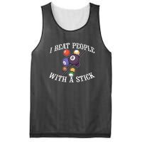 Funny Sport I Beat People With A Stick Billiards Ball Pool Gift Mesh Reversible Basketball Jersey Tank